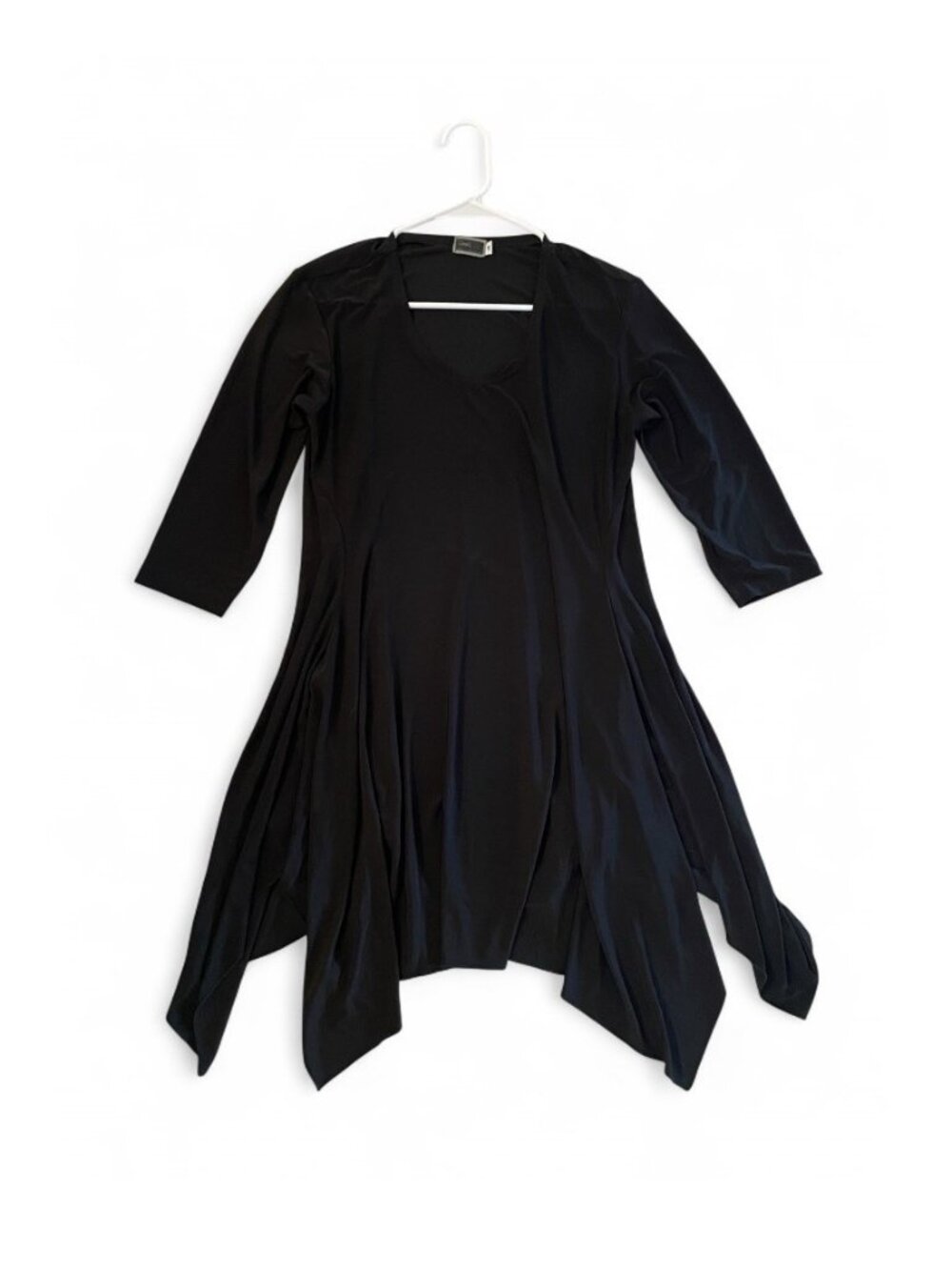 Sympli Handkerchief Dress Black Women’s Asymmetrical Fit and Flare Witchy, 14
